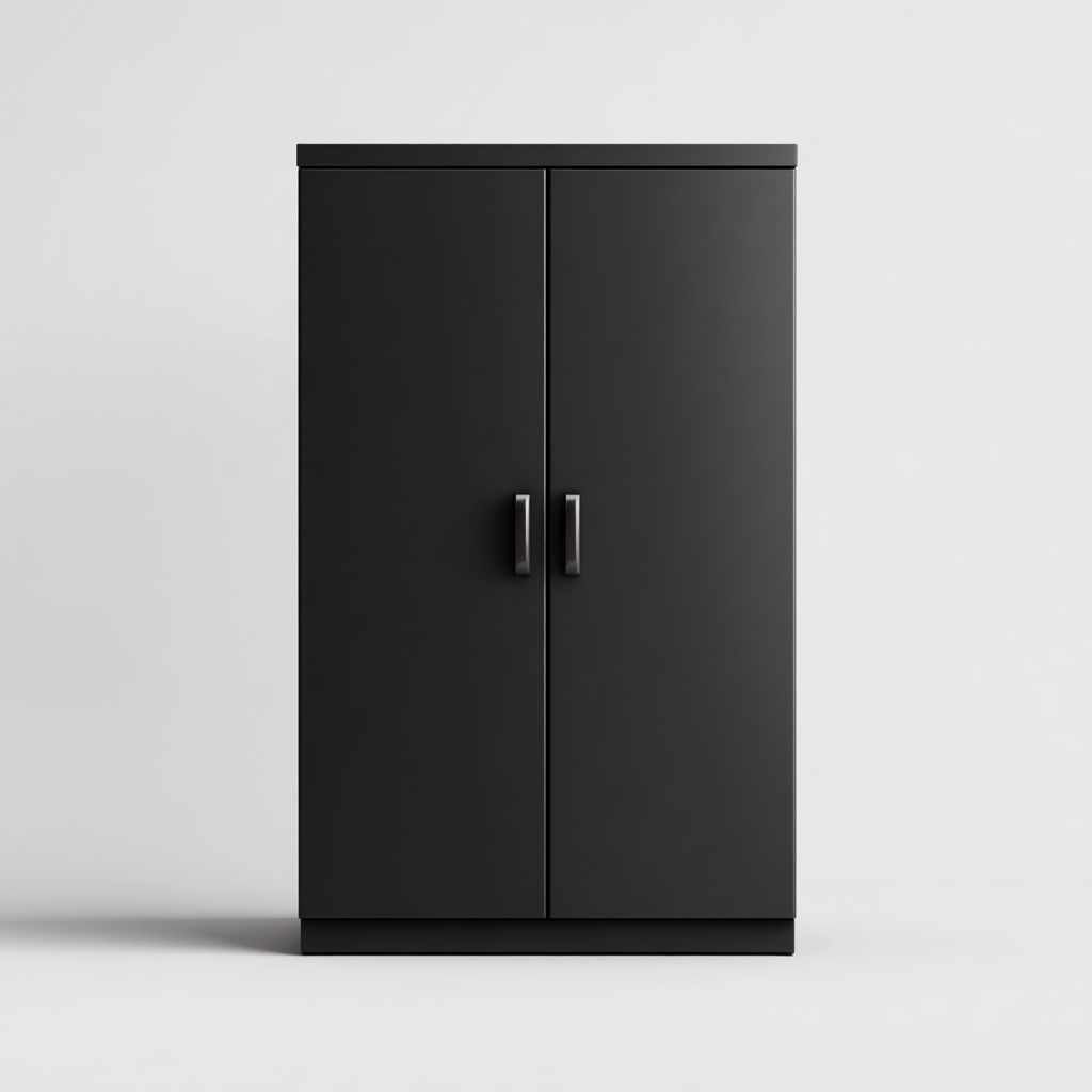 Armoire 2 portes en panneaux de bois 90x55x180 cm - noir - style moderne-Hacorcasa