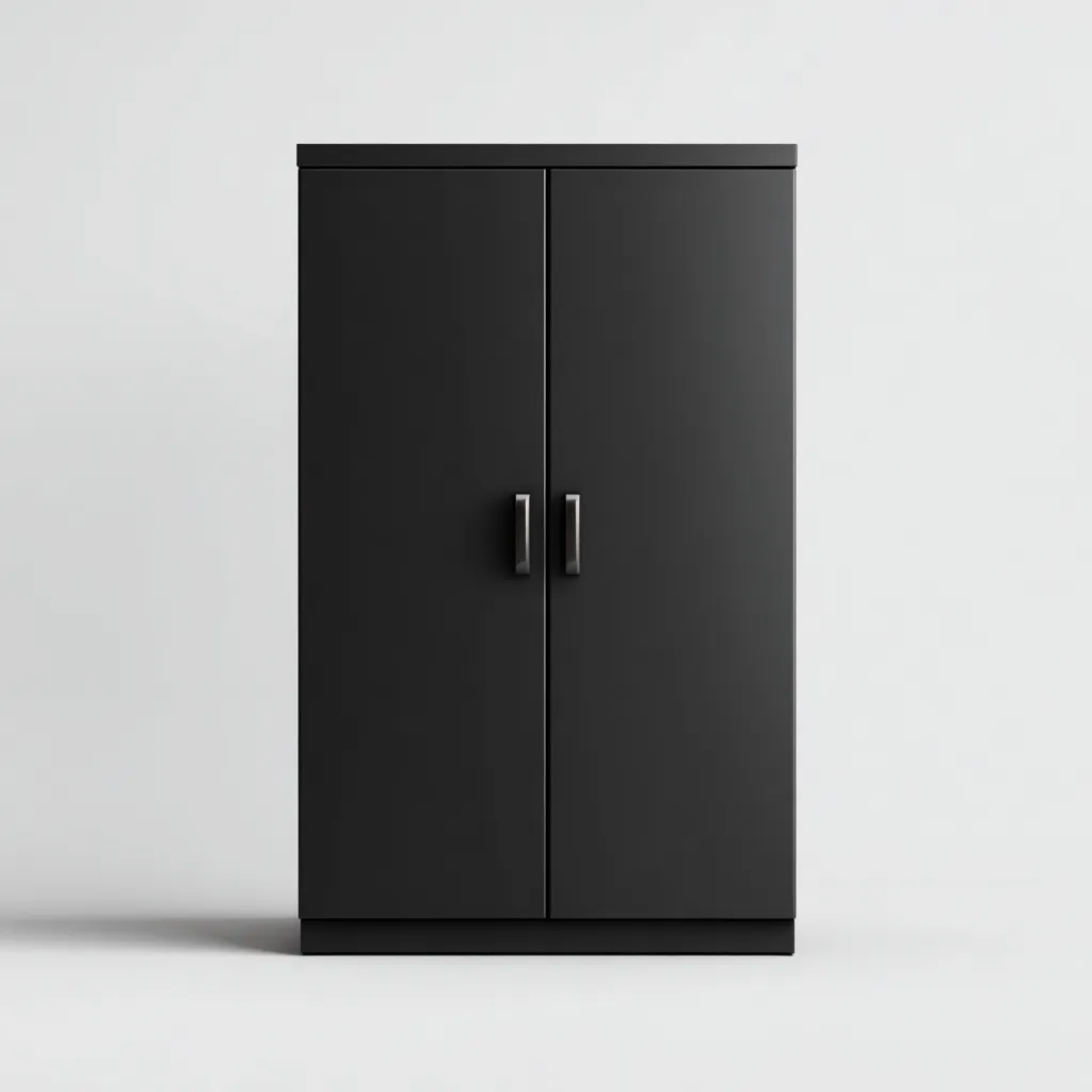 Armoire 2 portes en panneaux de bois 90x55x180 cm - noir - style moderne-Hacorcasa