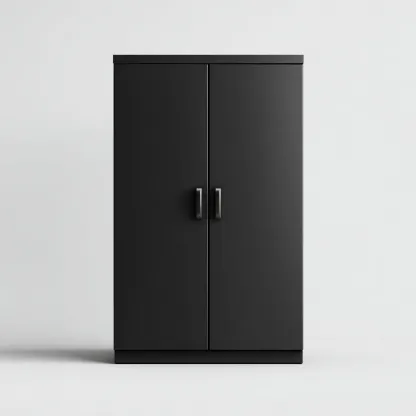 Armoire 2 portes en panneaux de bois 90x55x180 cm - noir - style moderne-Hacorcasa