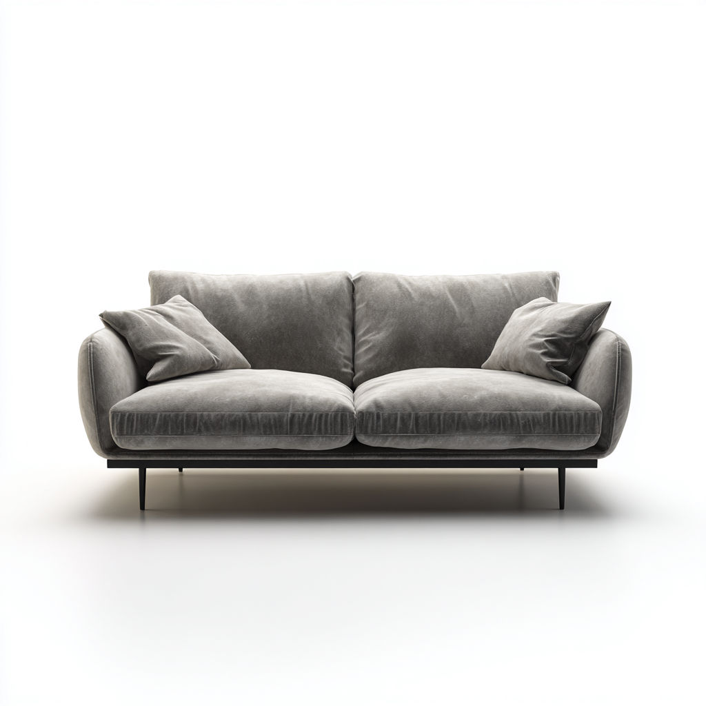 Canapé 2 places revêtement tissu velours et structure métal 180x90x78 cm - Gris - Style contemporain-Hacorcasa