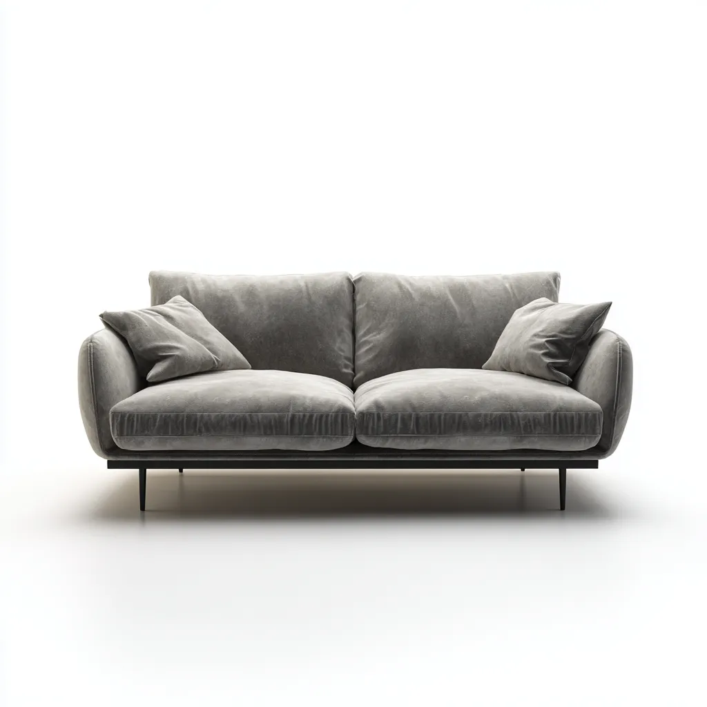 Canapé 2 places revêtement tissu velours et structure métal 180x90x78 cm - Gris - Style contemporain-Hacorcasa