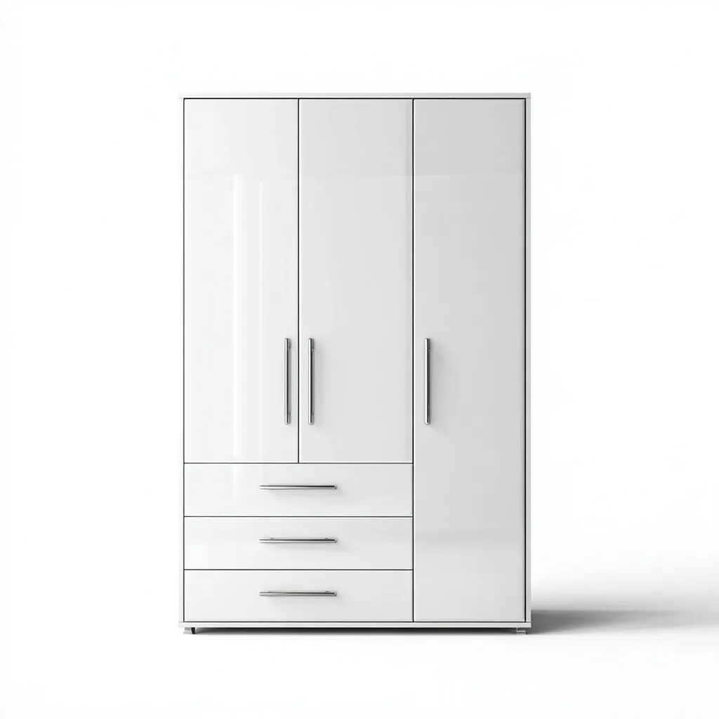 Armoire 3 portes panneau bois 120x55x200 cm - Blanc - Pour chambre - Style moderne-Hacorcasa