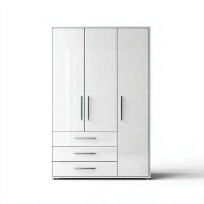 Armoire 3 portes panneau bois 120x55x200 cm - Blanc - Pour chambre - Style moderne-Hacorcasa