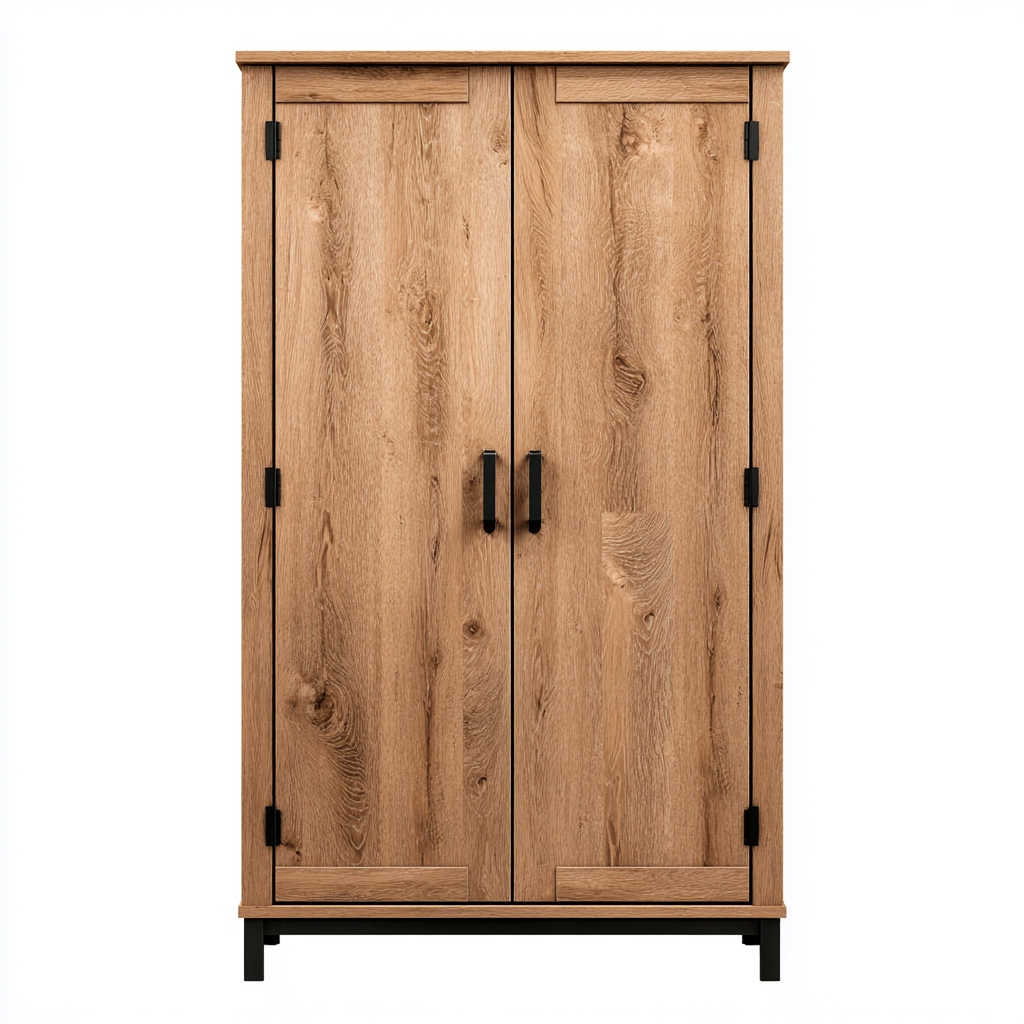 Armoire 2 portes en bois 100x55x200 cm - marron - style contemporain-Hacorcasa