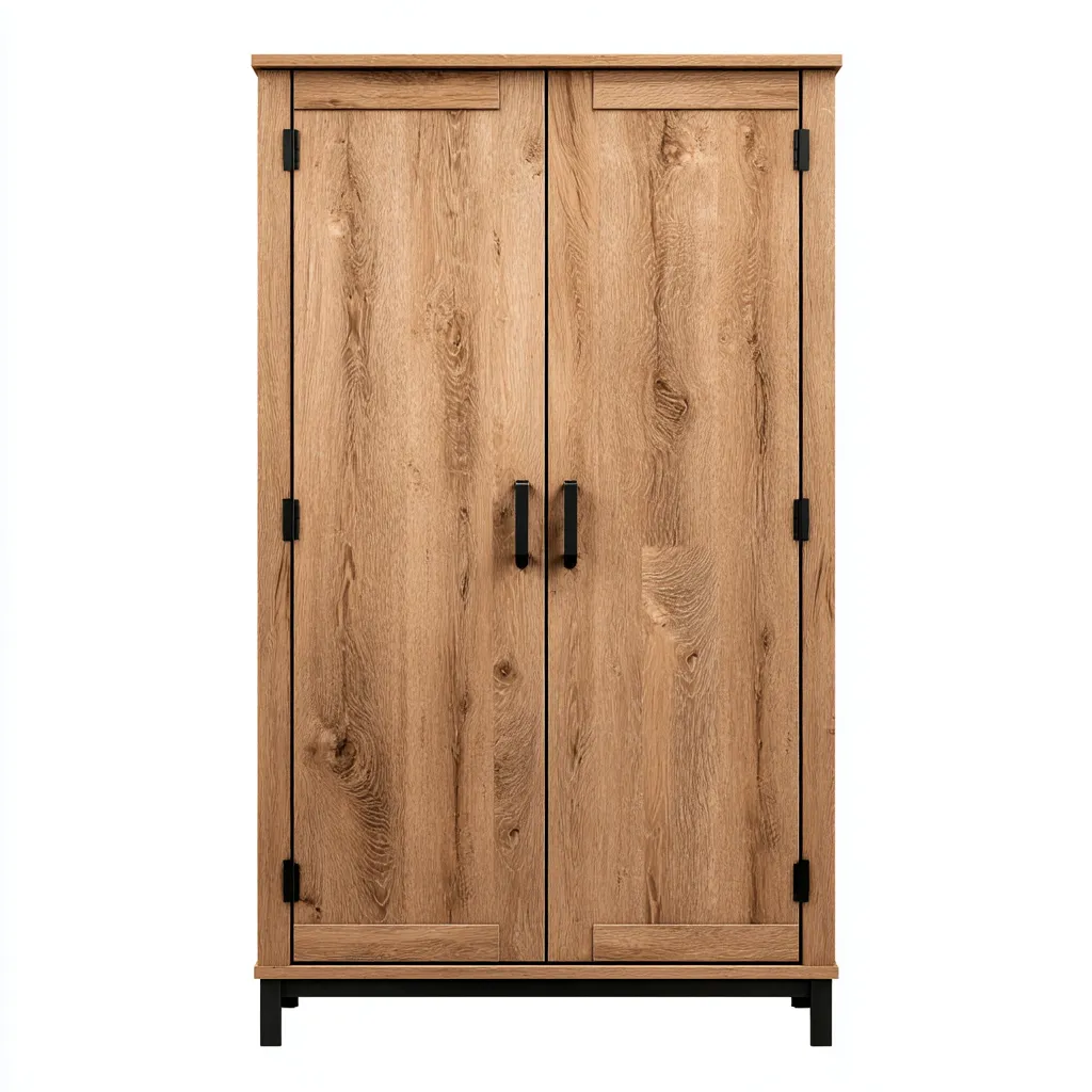 Armoire 2 portes en bois 100x55x200 cm - marron - style contemporain-Hacorcasa