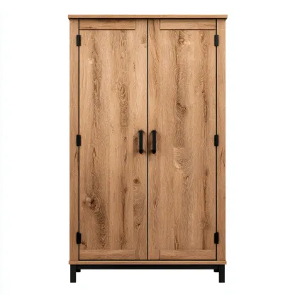 Armoire 2 portes en bois 100x55x200 cm - marron - style contemporain-Hacorcasa