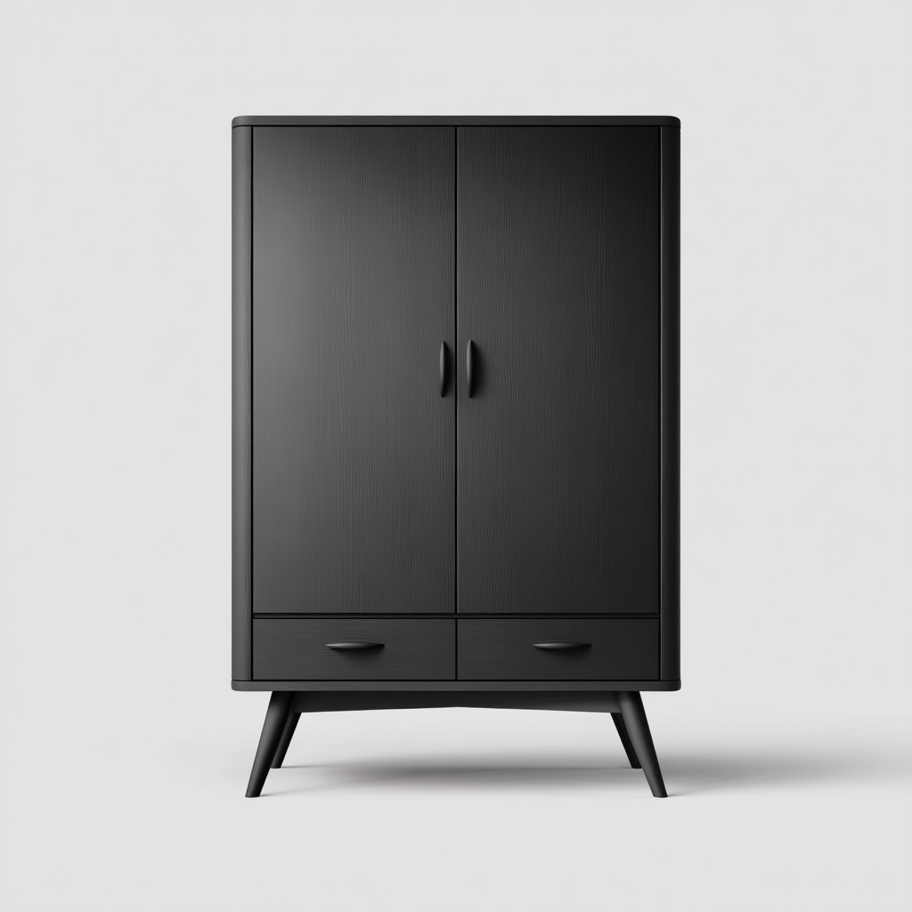 Armoire 2 portes en MDF 90x50x170 cm - Noir - Style moderne pour intérieur-Hacorcasa