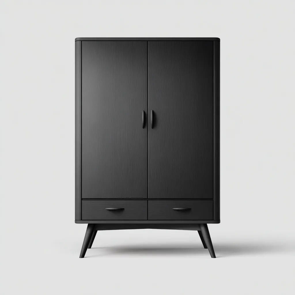 Armoire 2 portes en MDF 90x50x170 cm - Noir - Style moderne pour intérieur-Hacorcasa