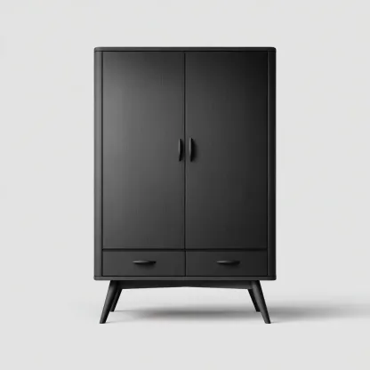 Armoire 2 portes en MDF 90x50x170 cm - Noir - Style moderne pour intérieur-Hacorcasa