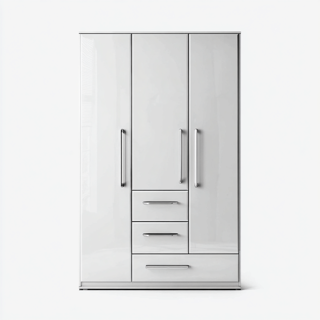 Armoire 3 portes en MDF 120x55x180 cm - Blanc - Style moderne pour intérieur-Hacorcasa