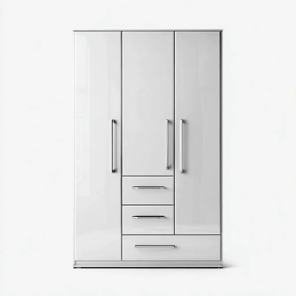 Armoire 3 portes en MDF 120x55x180 cm - Blanc - Style moderne pour intérieur-Hacorcasa