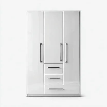 Armoire 3 portes en MDF 120x55x180 cm - Blanc - Style moderne pour intérieur-Hacorcasa