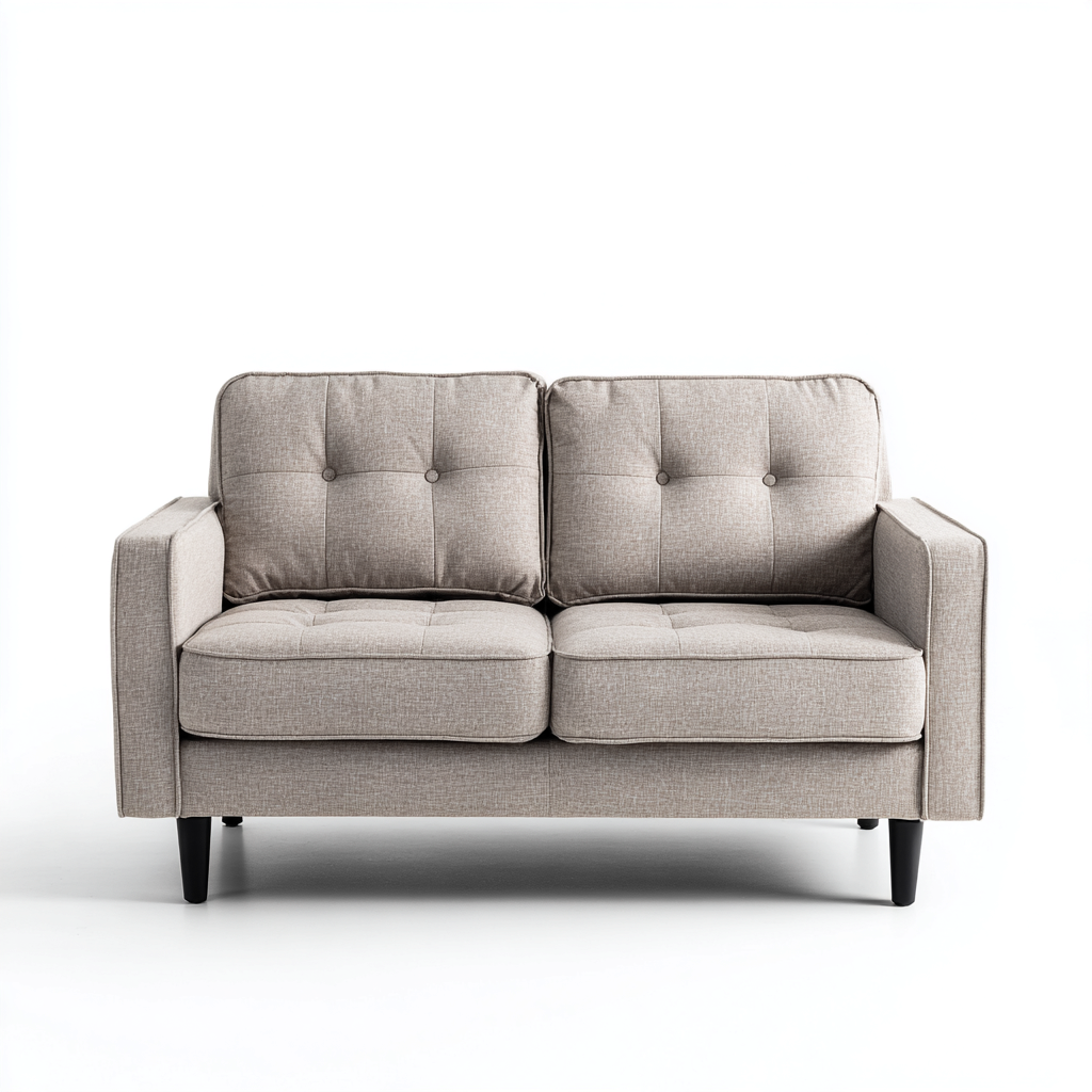 Canapé 2 places tissu 140x80x85 cm beige design moderne-Hacorcasa