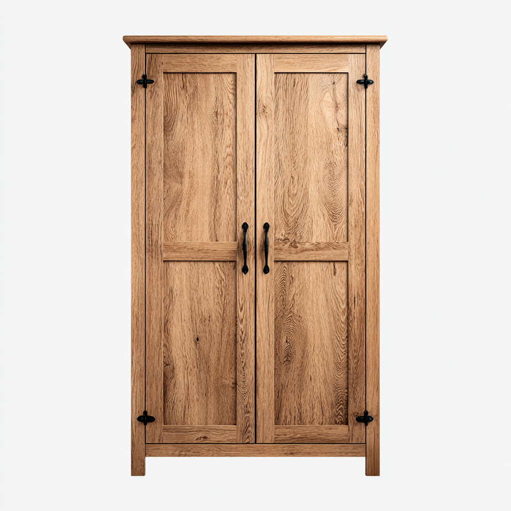 Armoire 2 portes en bois massif 100x55x180 cm - Naturel - Style classique pour intérieur-Hacorcasa