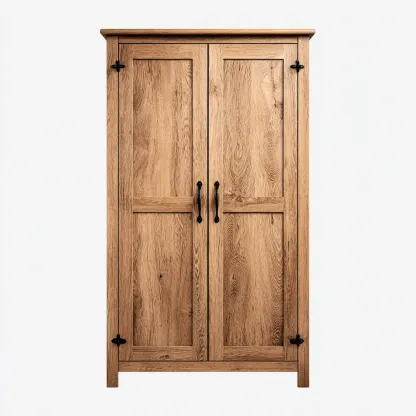 Armoire 2 portes en bois massif 100x55x180 cm - Naturel - Style classique pour intérieur-Hacorcasa