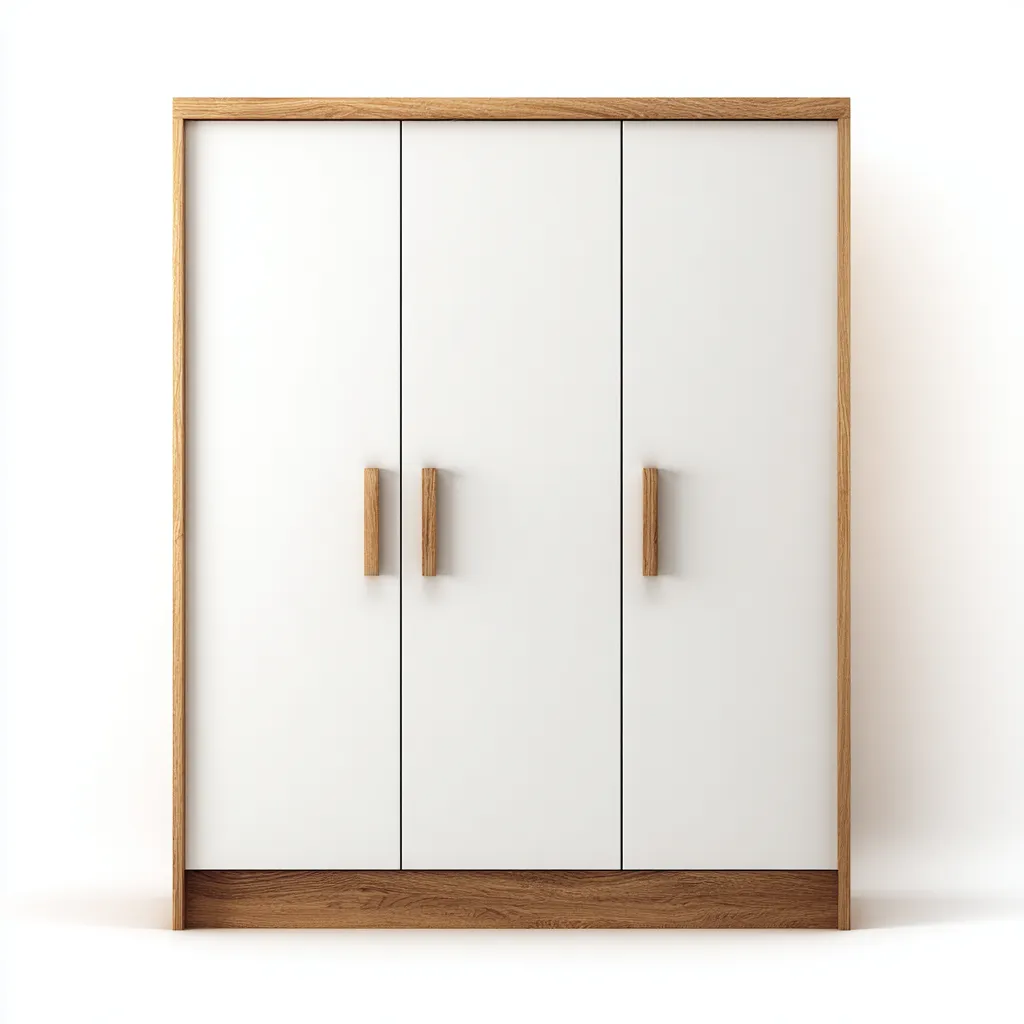 Armoire 3 portes en bois avec façades blanches 135x55x200 cm - blanc-bois - style contemporain-Hacorcasa