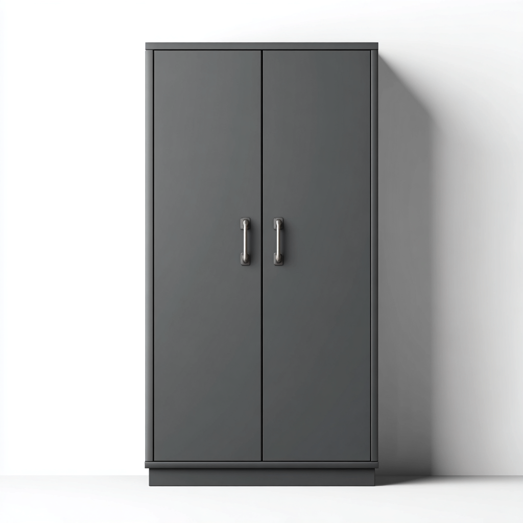 Armoire 2 portes métal 80x45x180 cm gris anthracite rangement moderne-Hacorcasa