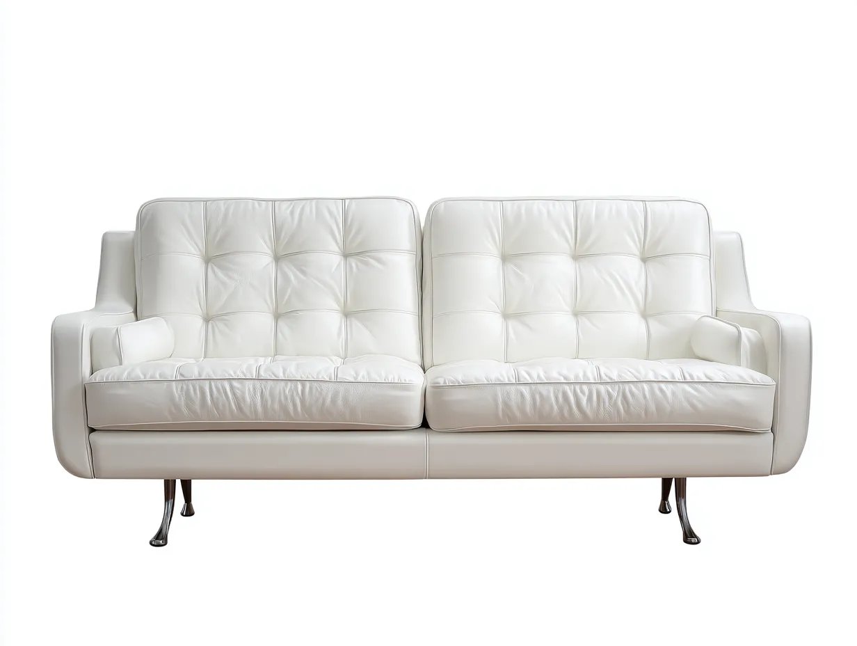 Divano a due posti - Pelle - 188x100x88 cm - Bianco perla - Stile contemporaneo-Valinyinterior