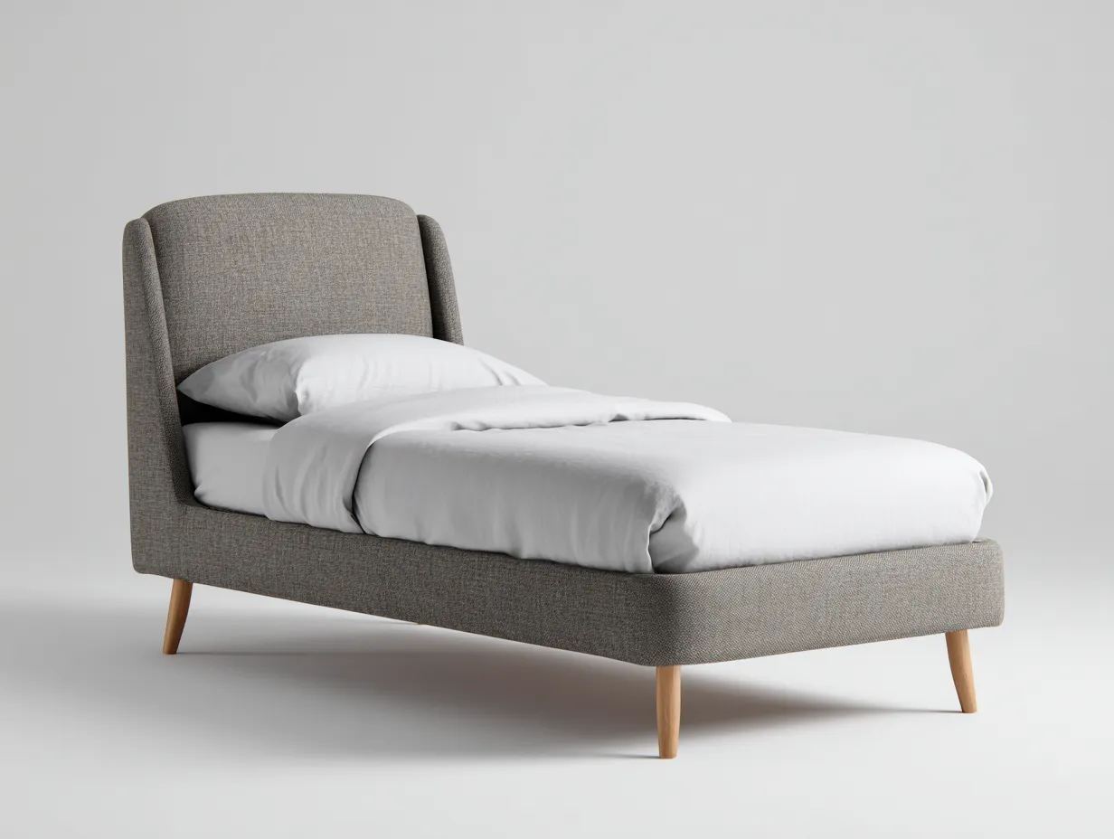 Letto singolo - tessuto-legno - 200x92x108 cm - grigio - stile moderno-Valinyinterior