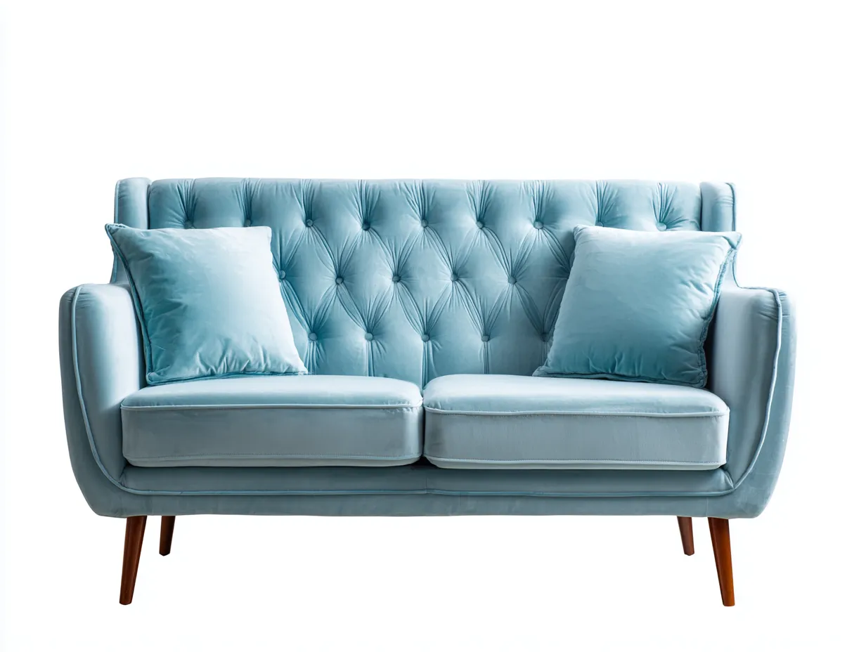 Divano a due posti - Velluto - 186x98x88 cm - Azzurro chiaro - Stile moderno-Valinyinterior