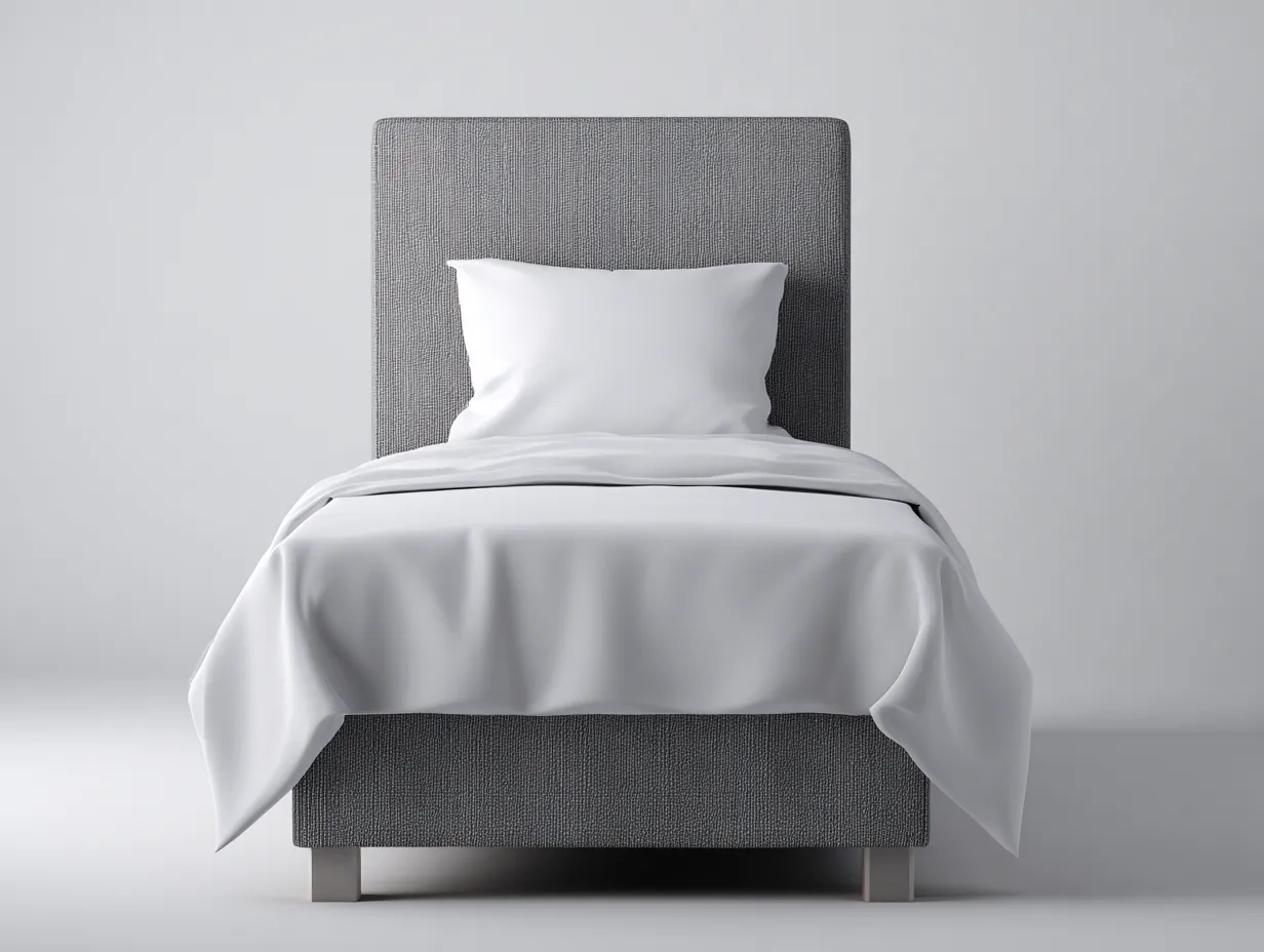 Letto singolo - tessuto-legno - 196x91x104 cm - grigio - stile moderno-Valinyinterior