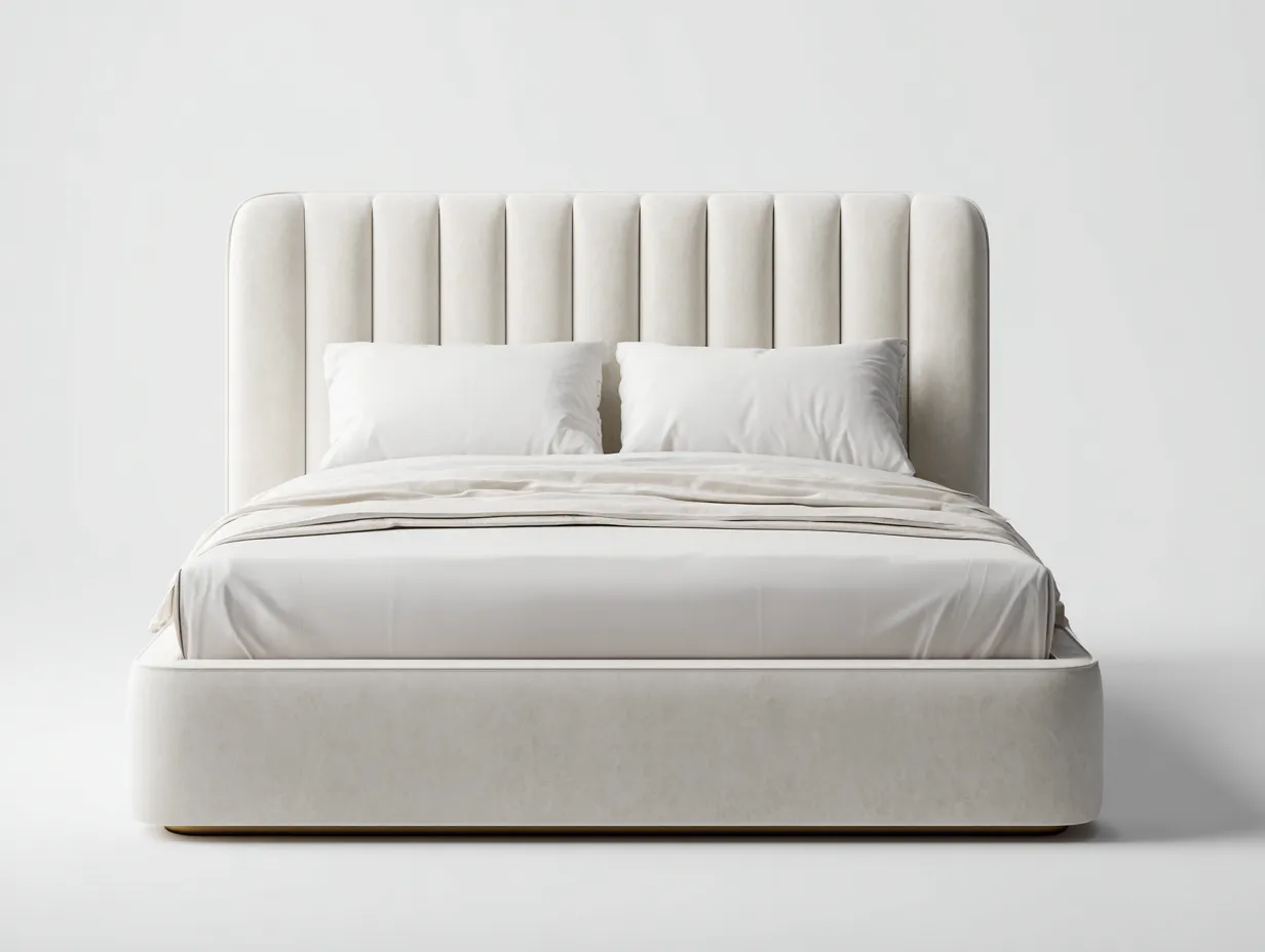 Letto matrimoniale-velluto-202x162x110 cm-beige-design elegante-Valinyinterior