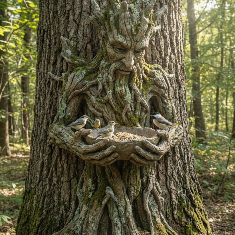 🌸The Quiet Offering A Tree-Integrated Bird Feeding Sculpture