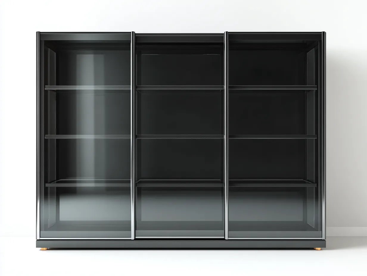 Vetrina-vetro temperato-180x40x120 cm-nero-stile moderno-Cotivohome