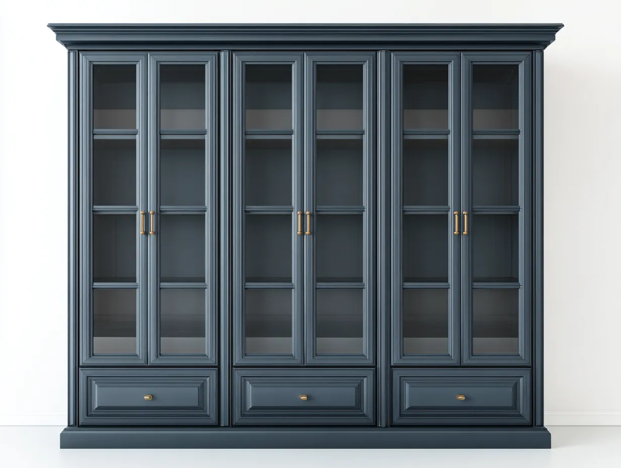 Vetrina-legno-vetro-240x45x220 cm-blu grigio-stile classico-Cotivohome