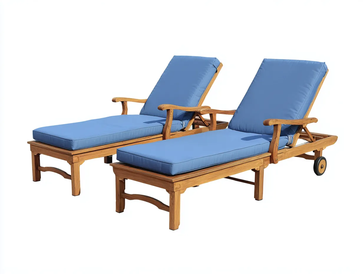 Lettino prendisole-Legno-Tessuto-202x73x40 cm-Blu-Design classico-Cotivohome