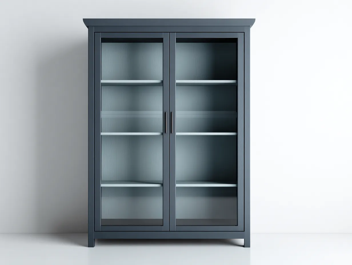 Vetrina-legno-vetro-120x45x190 cm-blu scuro-stile moderno-Cotivohome