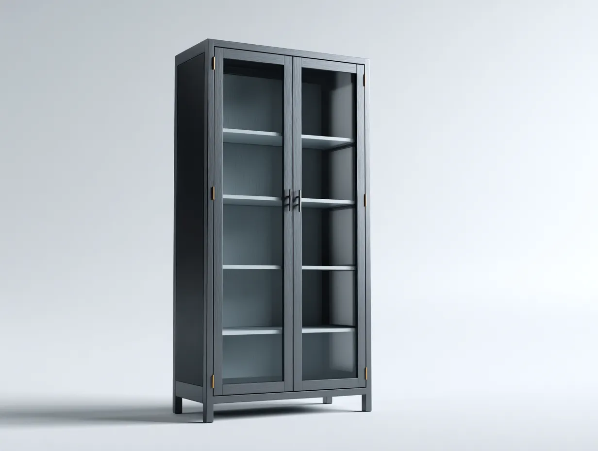 Vetrina-legno-vetro-95x45x200 cm-grigio-stile moderno-Cotivohome