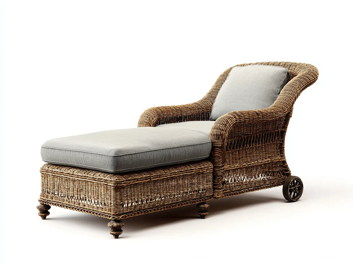 Lettino prendisole-Rattan-Tessuto-188x75x74 cm-Grigio-Design classico-Cotivohome