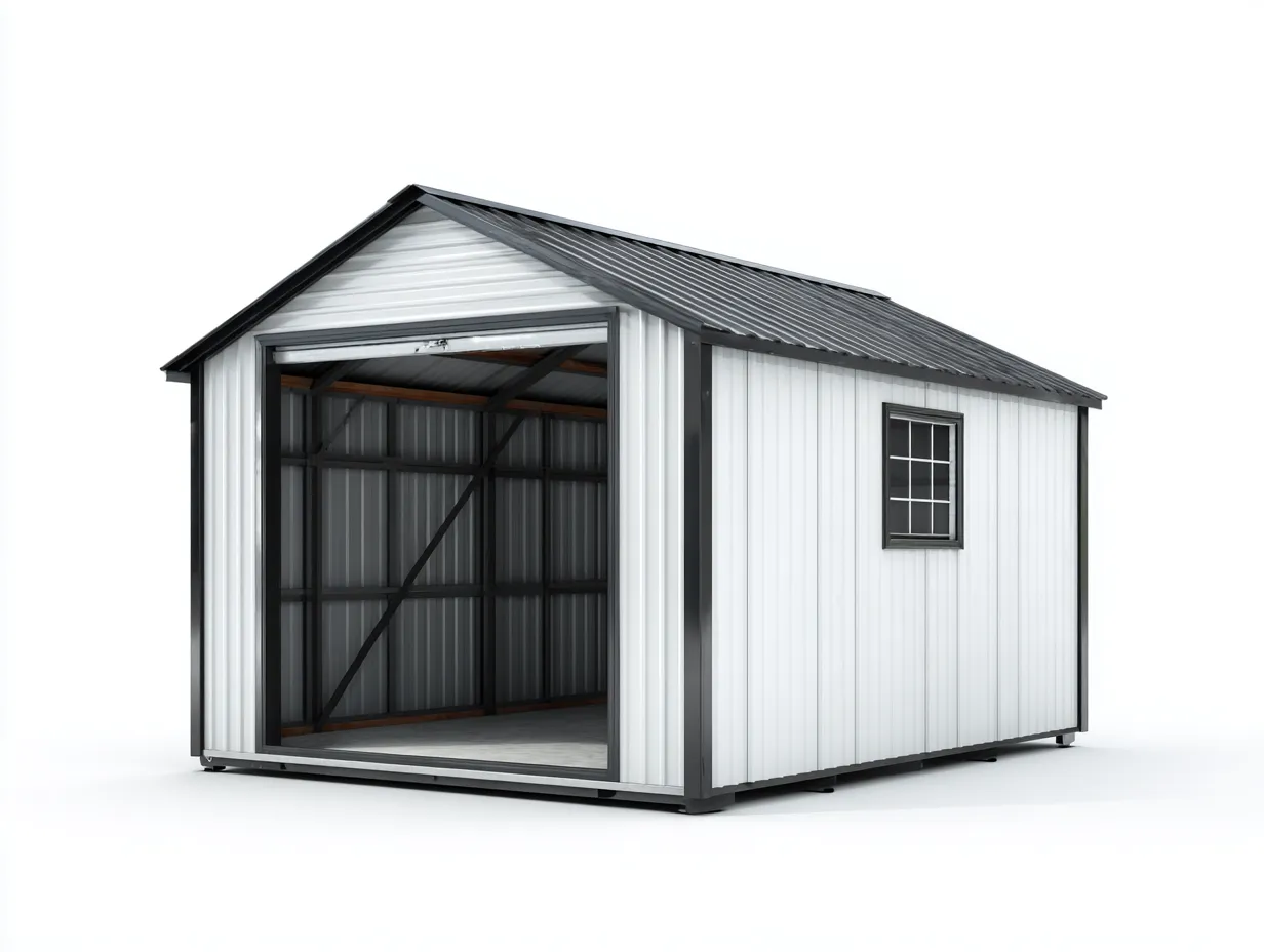 Casetta da giardino-Metallo-260x200x230 cm-Bianco-Nero-Stile industriale-Cotivohome