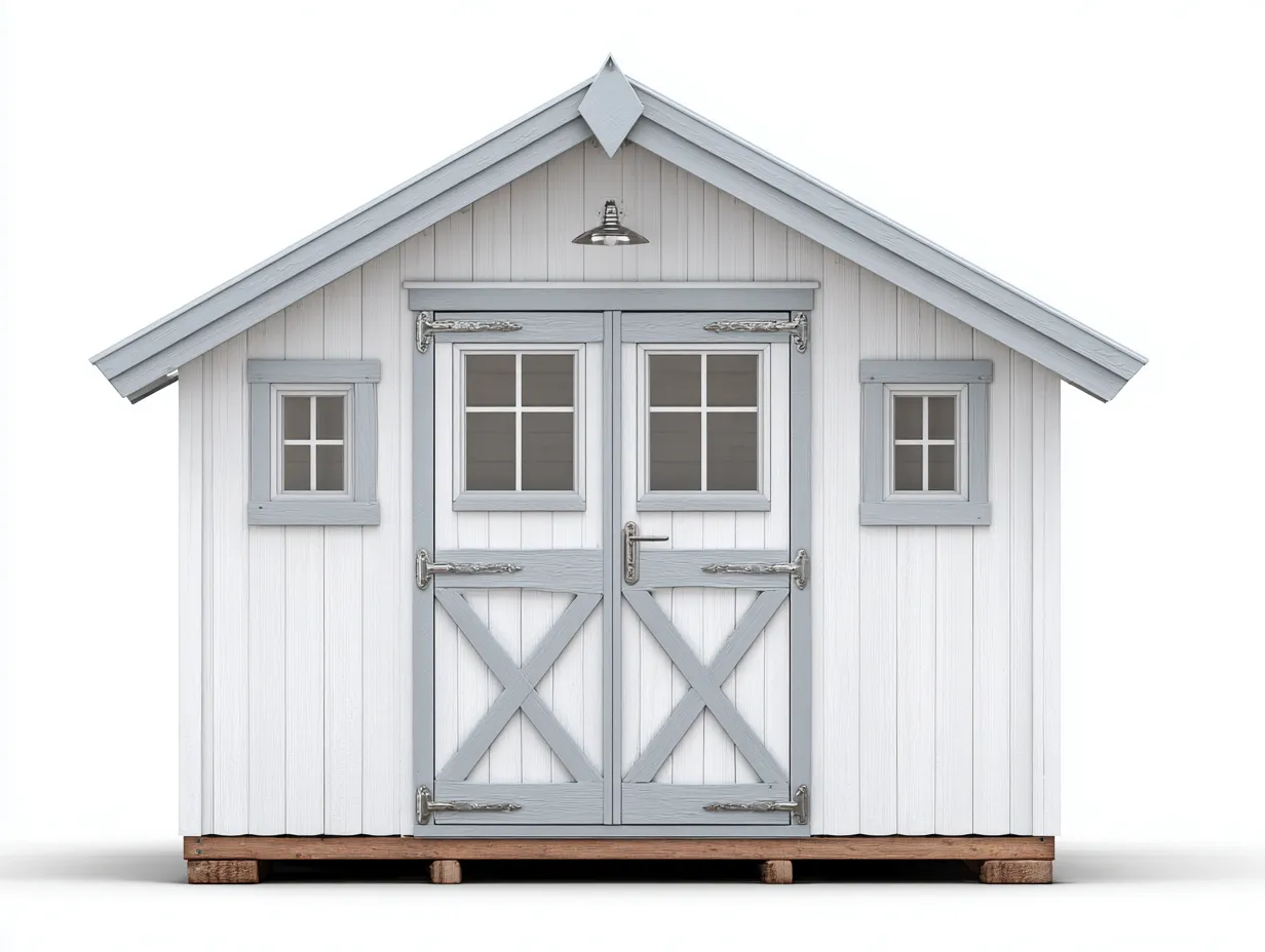 Casetta da giardino-Legno-205x155x220 cm-Bianco-Grigio-Stile rustico-Cotivohome