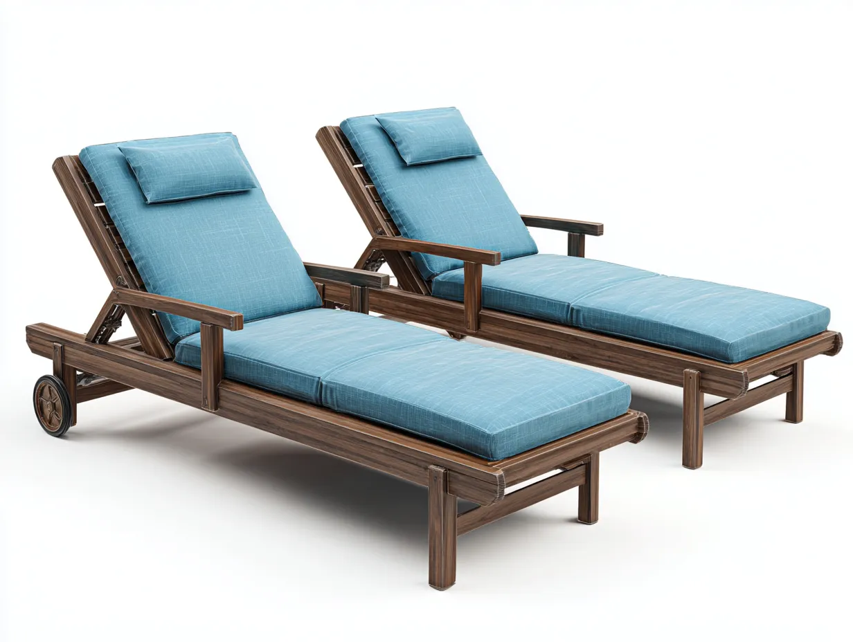 Lettino prendisole- Legno-Tessuto-200x68x34 cm-Blu-Design moderno-Cotivohome