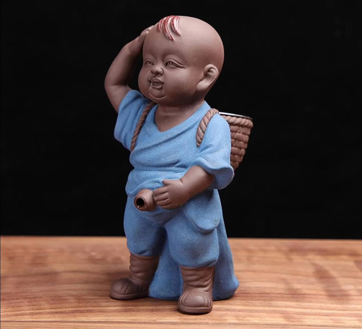 Chinese Ceramic Tea Pet Buddha Statue Monk Pee Boy