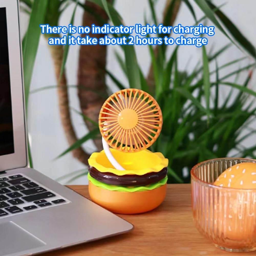 UuFan Rechargeable Hamburger Mini Fan, Creative Cute Toy Fan with Mirror