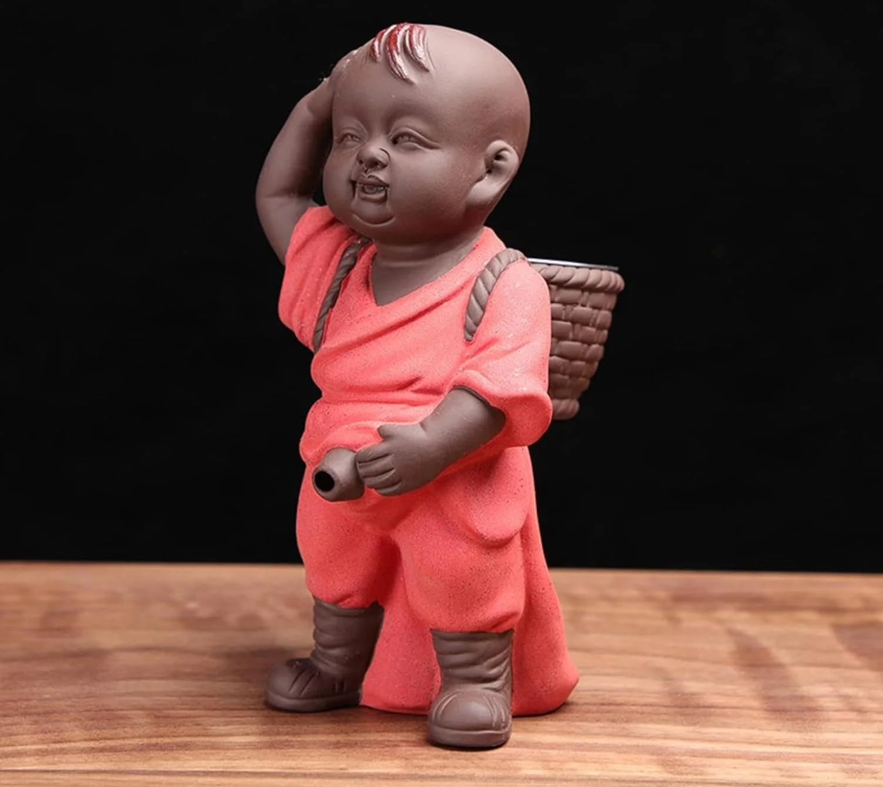 Chinese Ceramic Tea Pet Buddha Statue Monk Pee Boy