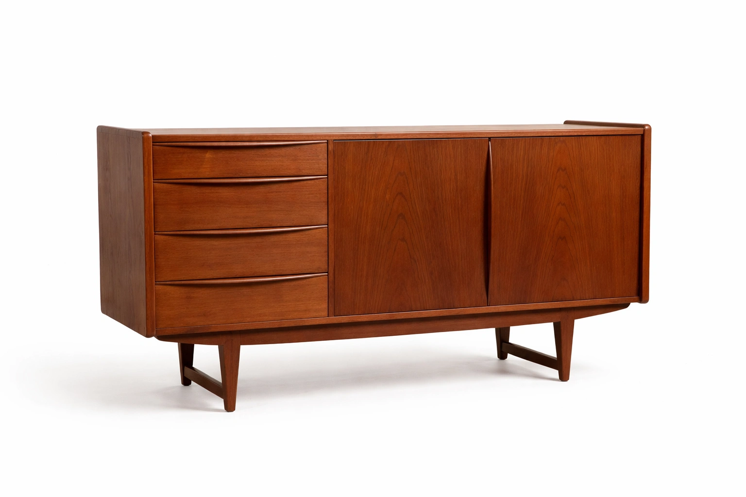 Sideboard mit Schubladen und Tueren Mid Century Stil Braun-ardqira