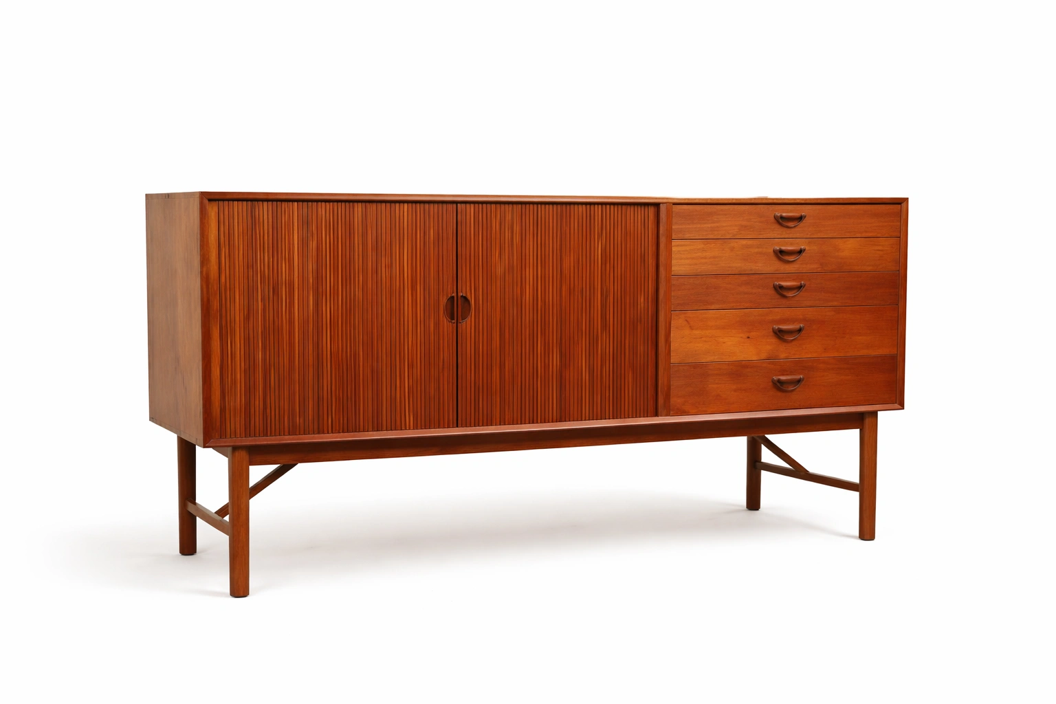Sideboard mit Lamellentueren und Schubladen Retro Stil Braun-ardqira