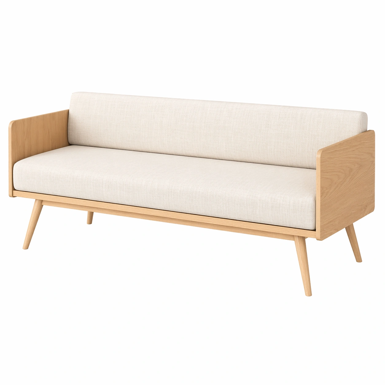 3er Sofa mit durchgehender Polsterung Minimalistisch Holz Hellbeige-ardqira