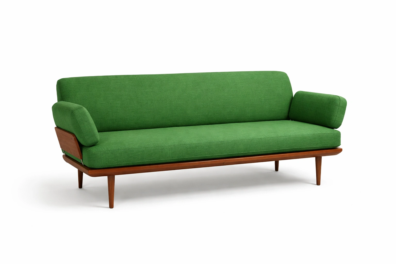 3er Sofa mit gepolsterter Sitzflaeche Retro Stil Gruen-ardqira