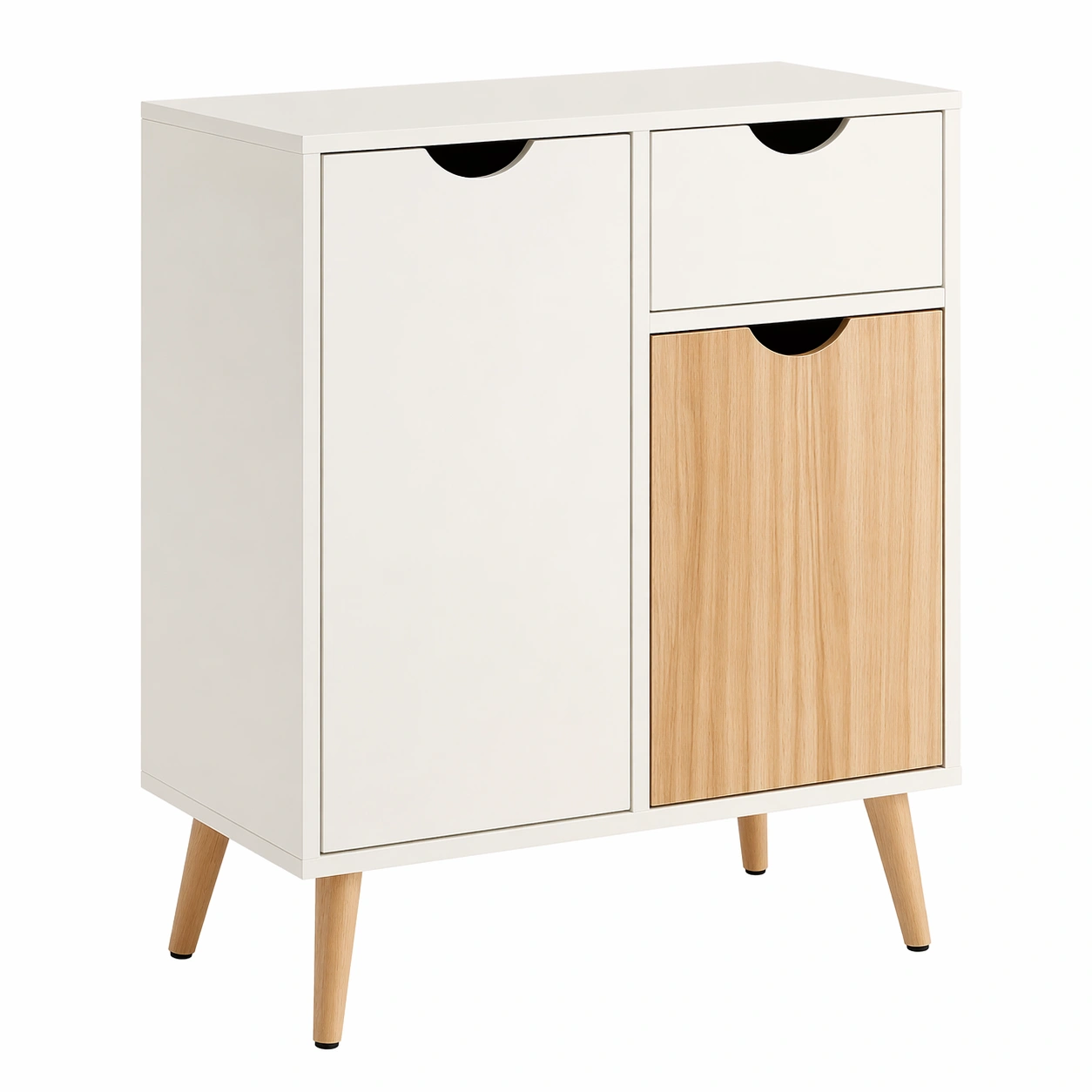 Sideboard Weiss mit Holzdetail und Schubladen