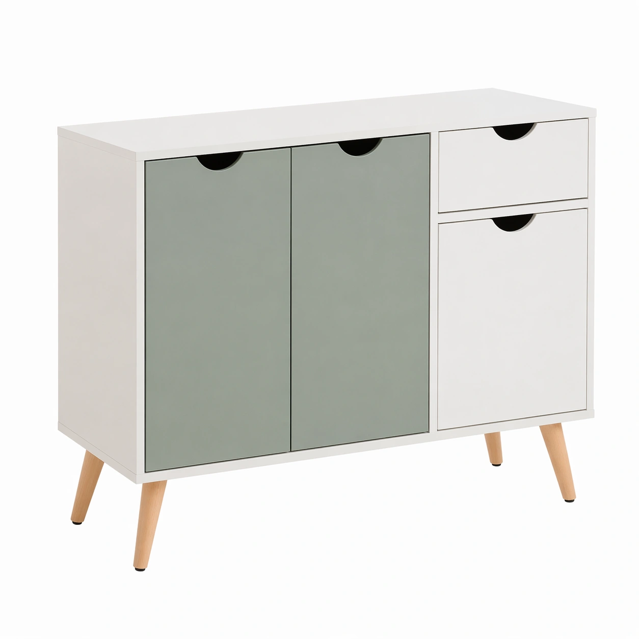 Sideboard Gruen Weiss mit Mehrfachfaechern