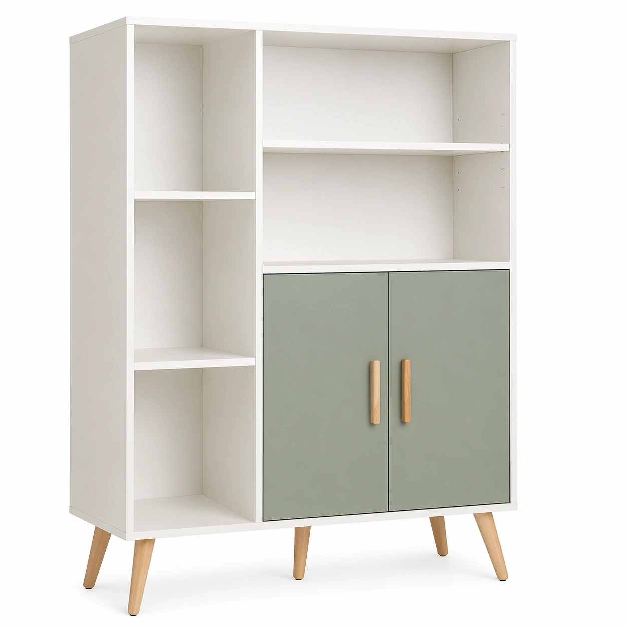 Regalschrank Weiss Gruen mit Tueren und Faechern