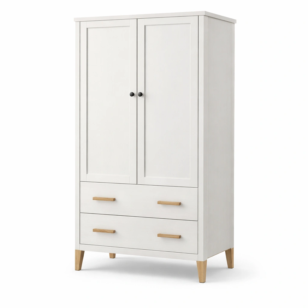 Armario de MDF blanco con patas de haya-DECOVEXA