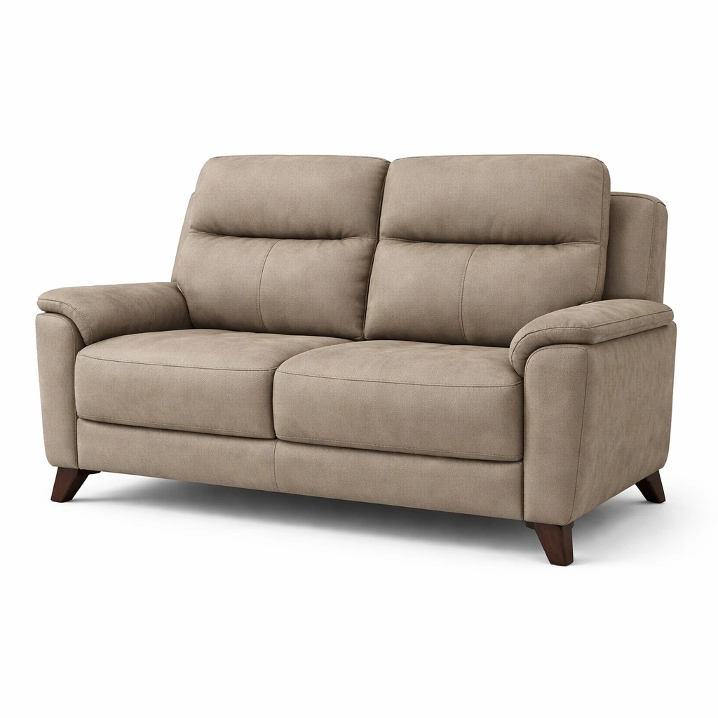 Sofá 2 plazas con estructura de madera tapizado en microfibra beige-DECOVEXA