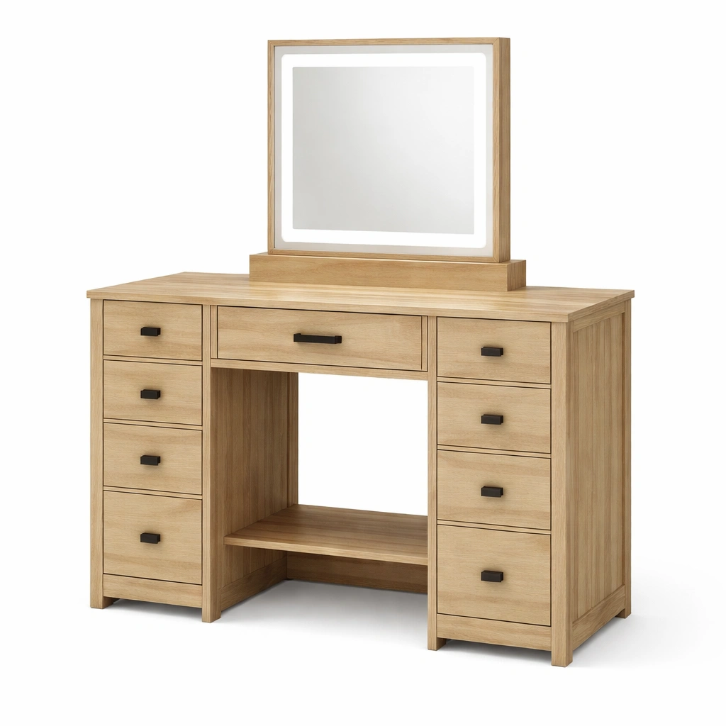 Tocador de madera de roble con espejo LED-DECOVEXA