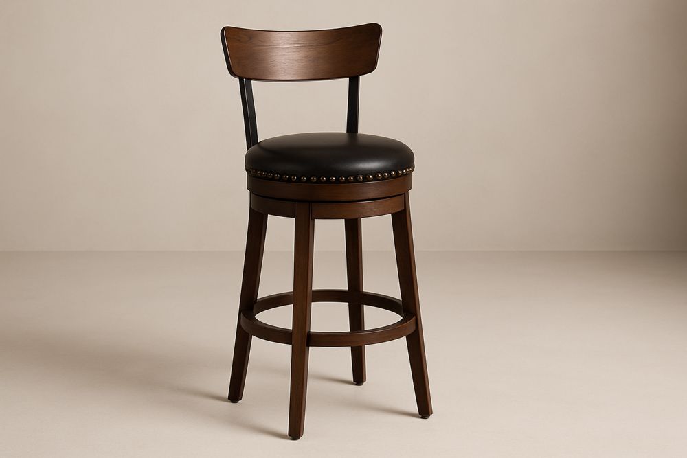 Banqueta de Bar em Couro Sintético Marrom